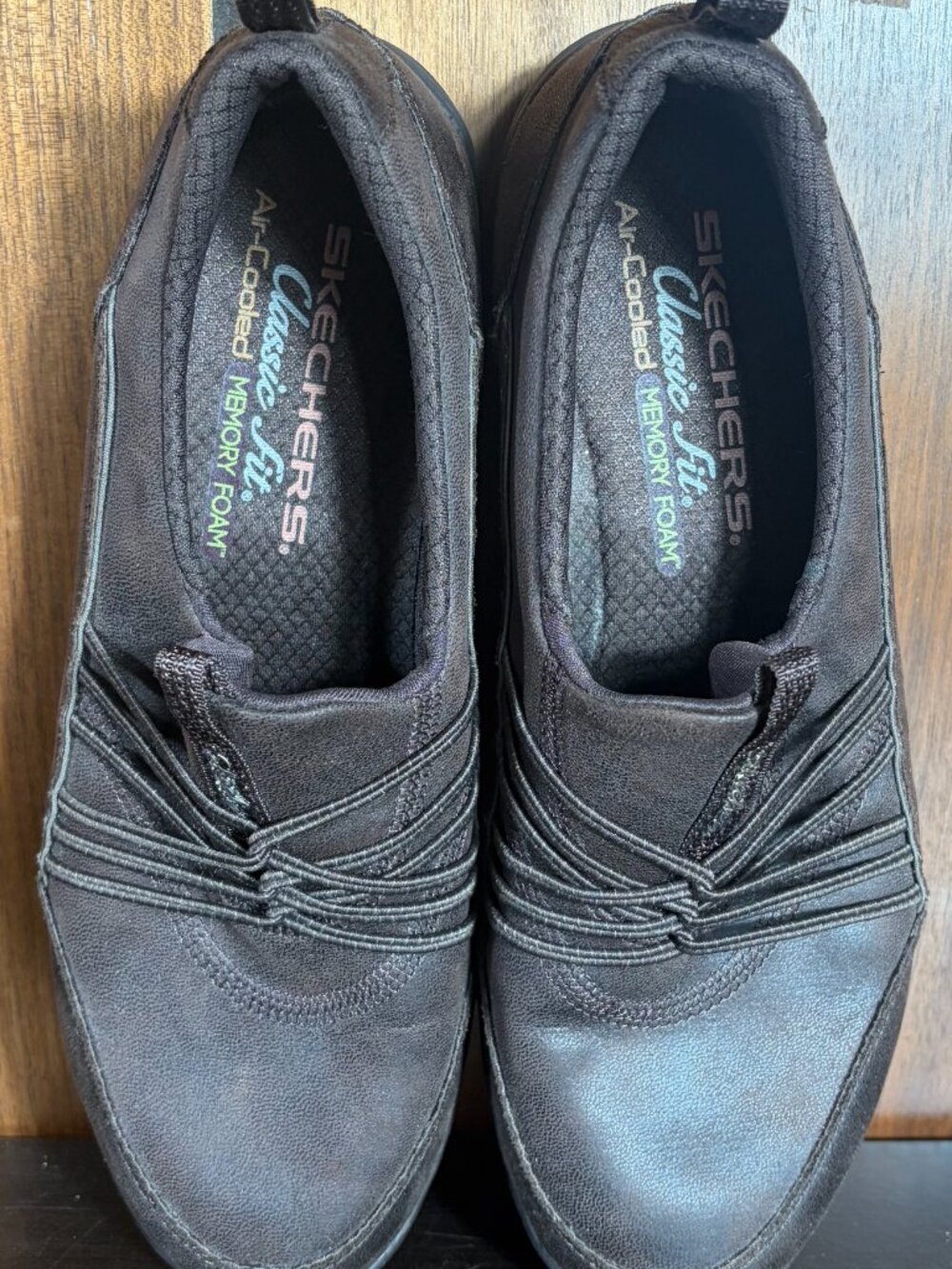 Skechers Empress Let's Be Real Womens Sz 7 Brown Slip-On Memory Foam Air Cooled